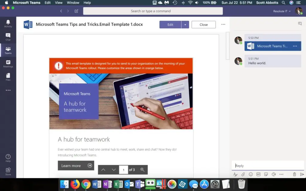 Screenshot of a Microsoft Teams window